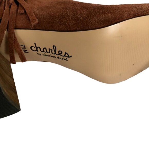 Charles by Charles David Boulder Brown Fringe Boot 7.5 - Picture 6 of 8